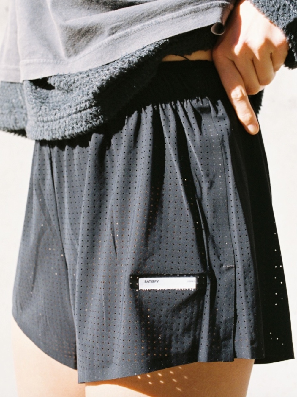 Satisfy Black Mesh Shorts Size 2
